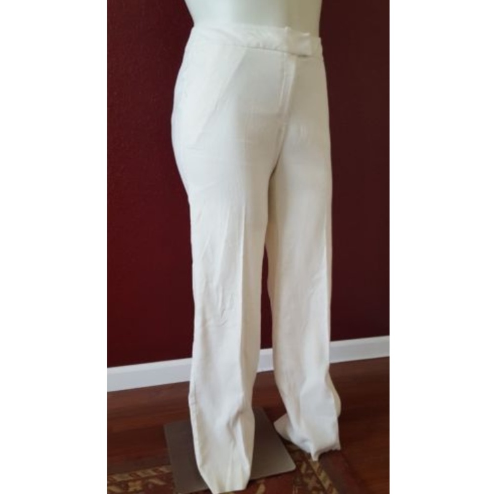 Soft Surroundings Straight Leg Trousers Pants Size 4 Ivory White New